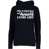 90th Birthday This Is What Awesome Looks Like  Womens Funnel Neck Pullover Hood