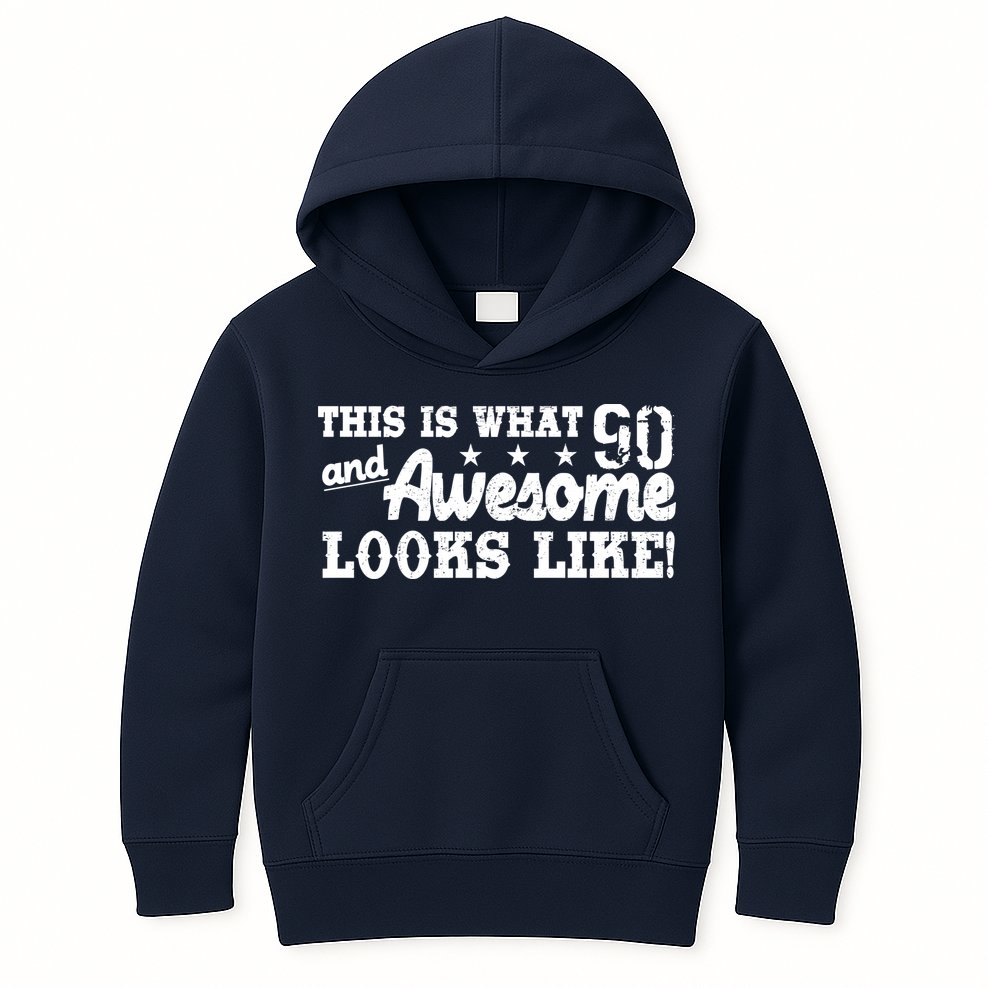 90th Birthday This Is What Awesome Looks Like  Kids Hoodie