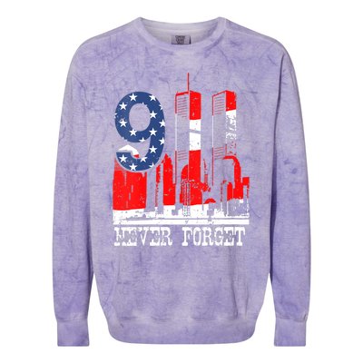 9/ 11 Never Forget Patriot Day Colorblast Crewneck Sweatshirt