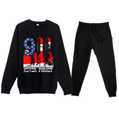 9/ 11 Never Forget Patriot Day Premium Crewneck Sweatsuit Set