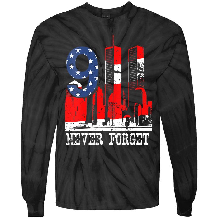 9/ 11 Never Forget Patriot Day Tie-Dye Long Sleeve Shirt