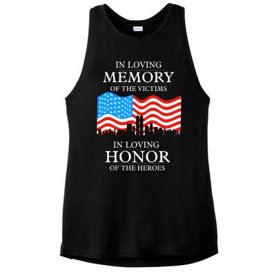 9 11 Never Forget, In Loving Memories Of Heros, Memorial Day Ladies PosiCharge Tri-Blend Wicking Tank