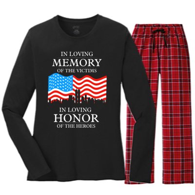 9 11 Never Forget, In Loving Memories Of Heros, Memorial Day Women's Long Sleeve Flannel Pajama Set 