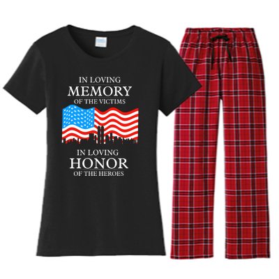 9 11 Never Forget, In Loving Memories Of Heros, Memorial Day Women's Flannel Pajama Set