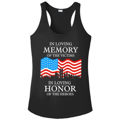 9 11 Never Forget, In Loving Memories Of Heros, Memorial Day Ladies PosiCharge Competitor Racerback Tank