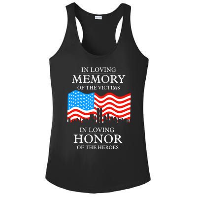 9 11 Never Forget, In Loving Memories Of Heros, Memorial Day Ladies PosiCharge Competitor Racerback Tank