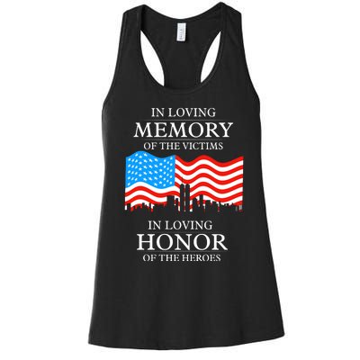 9 11 Never Forget, In Loving Memories Of Heros, Memorial Day Women's Racerback Tank