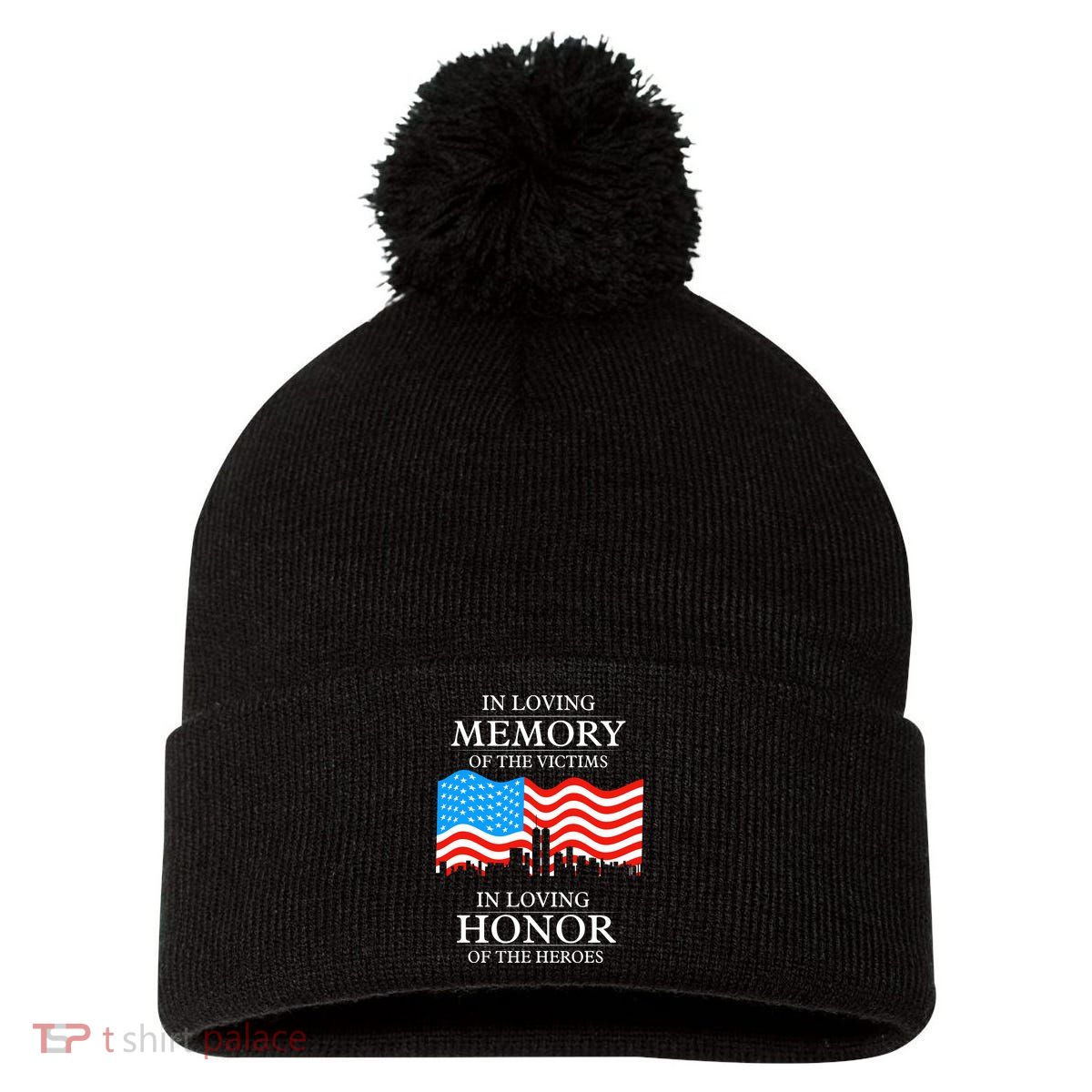 9 11 Never Forget, In Loving Memories Of Heros, Memorial Day Pom Pom 12in Knit Beanie