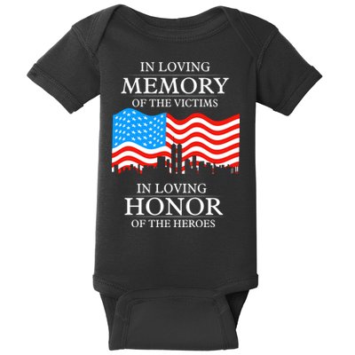 9 11 Never Forget, In Loving Memories Of Heros, Memorial Day Baby Bodysuit