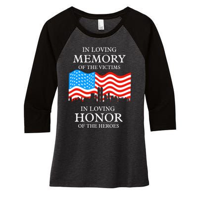 9 11 Never Forget, In Loving Memories Of Heros, Memorial Day Women's Tri-Blend 3/4-Sleeve Raglan Shirt