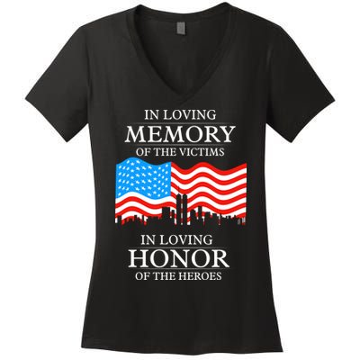 9 11 Never Forget, In Loving Memories Of Heros, Memorial Day Women's V-Neck T-Shirt