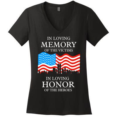 9 11 Never Forget, In Loving Memories Of Heros, Memorial Day Women's V-Neck T-Shirt