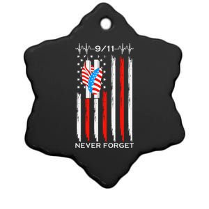 9 11 Never Forget, 9 11 Memorial Twin Tower Heartbeat, USA Flag Graphic Ceramic Star Ornament