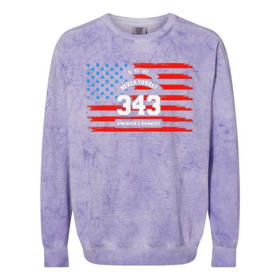 9 11 Never Forget, Firefighter 343 America Bravest Colorblast Crewneck Sweatshirt