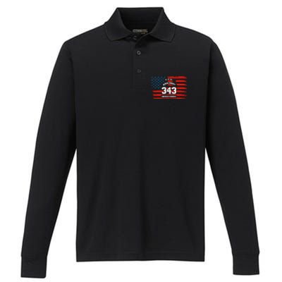 9 11 Never Forget, Firefighter 343 America Bravest Performance Long Sleeve Polo