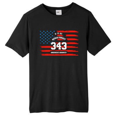 9 11 Never Forget, Firefighter 343 America Bravest Tall Fusion ChromaSoft Performance T-Shirt