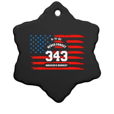 9 11 Never Forget, Firefighter 343 America Bravest Ceramic Star Ornament