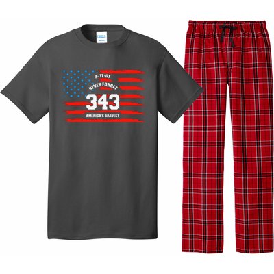 9 11 Never Forget, Firefighter 343 America Bravest Pajama Set