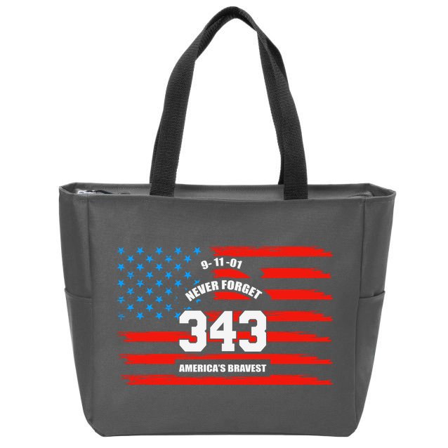 9 11 Never Forget, Firefighter 343 America Bravest Zip Tote Bag