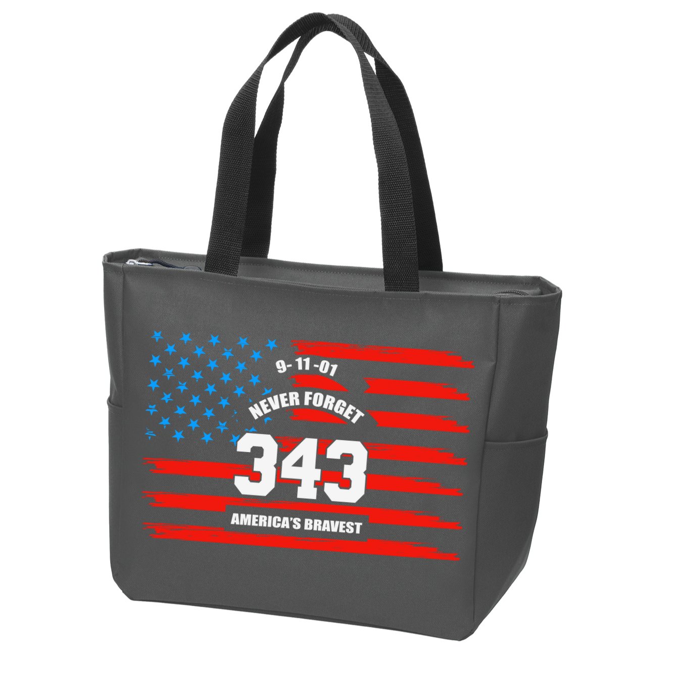 9 11 Never Forget, Firefighter 343 America Bravest Zip Tote Bag