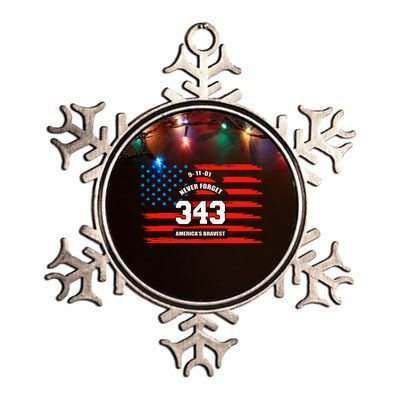 9 11 Never Forget, Firefighter 343 America Bravest Metallic Star Ornament