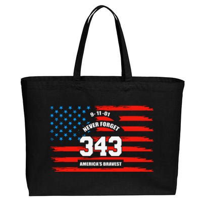 9 11 Never Forget, Firefighter 343 America Bravest Cotton Canvas Jumbo Tote