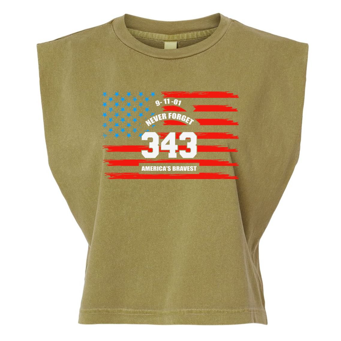 9 11 Never Forget, Firefighter 343 America Bravest Garment-Dyed Women's Muscle Tee