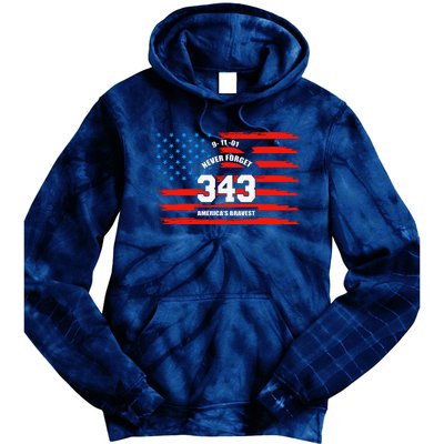 9 11 Never Forget, Firefighter 343 America Bravest Tie Dye Hoodie