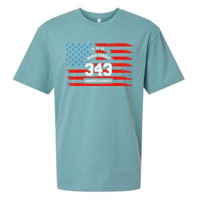 9 11 Never Forget, Firefighter 343 America Bravest Sueded Cloud Jersey T-Shirt