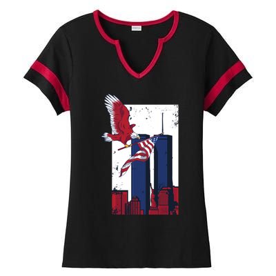 9 11 Never Forget TShirt9 11 Memorial Ladies Halftime Notch Neck Tee