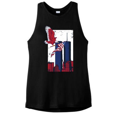 9 11 Never Forget TShirt9 11 Memorial Ladies PosiCharge Tri-Blend Wicking Tank