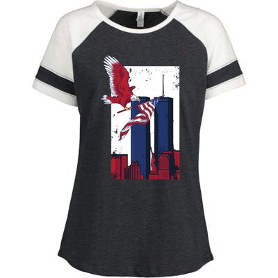 9 11 Never Forget TShirt9 11 Memorial Enza Ladies Jersey Colorblock Tee