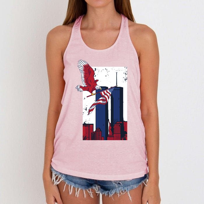 9 11 Never Forget TShirt9 11 Memorial Women's Knotted Racerback Tank