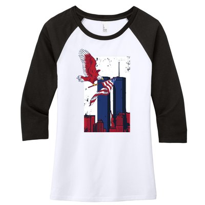 9 11 Never Forget TShirt9 11 Memorial Women's Tri-Blend 3/4-Sleeve Raglan Shirt