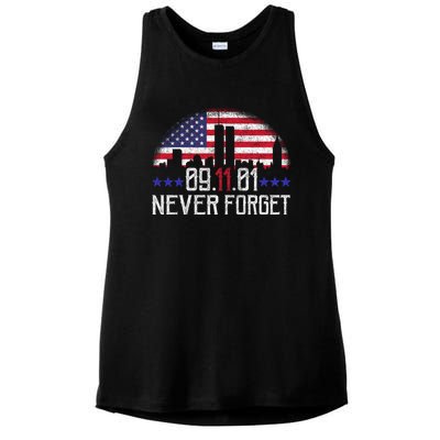 9 11 TShirt9 11 Never Forget Memorial, Peace Day Ladies PosiCharge Tri-Blend Wicking Tank