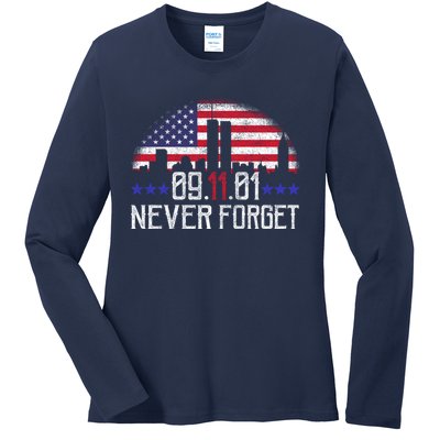 9 11 TShirt9 11 Never Forget Memorial, Peace Day Ladies Long Sleeve Shirt