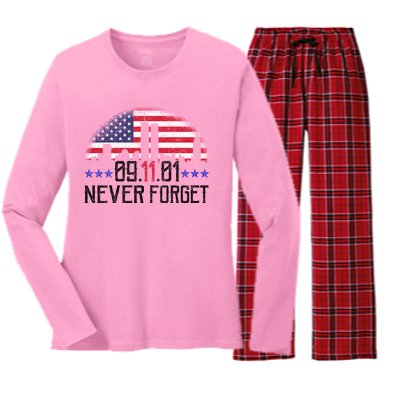 9 11 TShirt9 11 Never Forget Memorial, Peace Day Women's Long Sleeve Flannel Pajama Set 