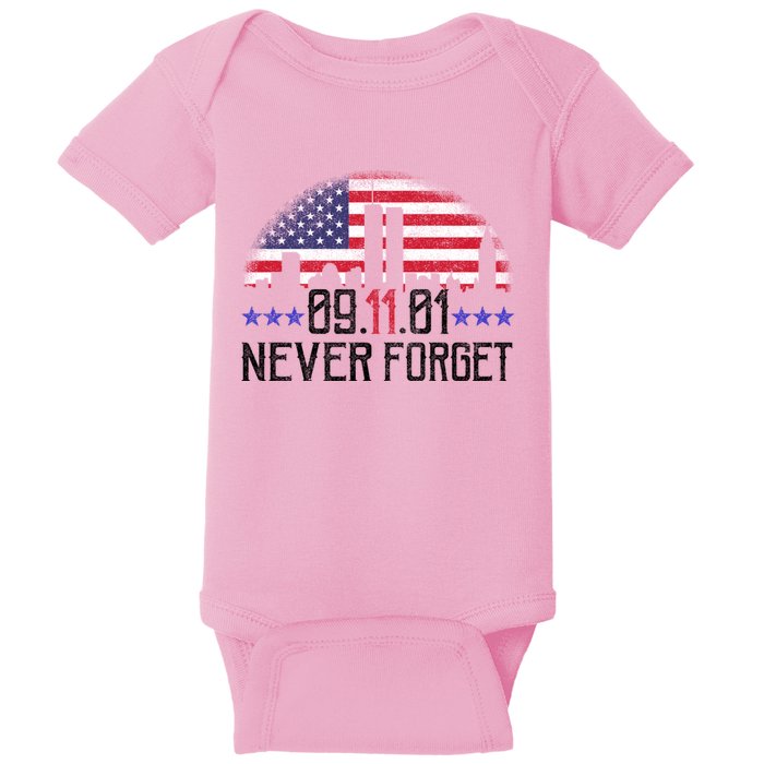 9 11 TShirt9 11 Never Forget Memorial, Peace Day Baby Bodysuit