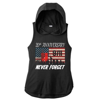 9/11 20th Anniversary Ladies PosiCharge Tri-Blend Wicking Draft Hoodie Tank