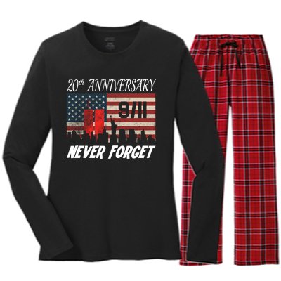 9/11 20th Anniversary Women's Long Sleeve Flannel Pajama Set 