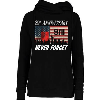 9/11 20th Anniversary Womens Funnel Neck Pullover Hood