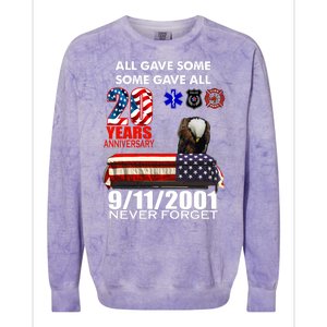 9/11/2001 20th Anniversary Never Forget Colorblast Crewneck Sweatshirt