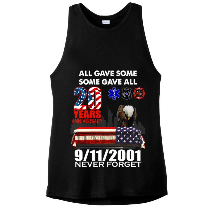 9/11/2001 20th Anniversary Never Forget Ladies PosiCharge Tri-Blend Wicking Tank