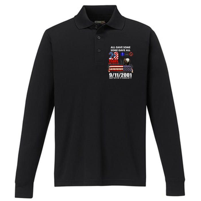 9/11/2001 20th Anniversary Never Forget Performance Long Sleeve Polo