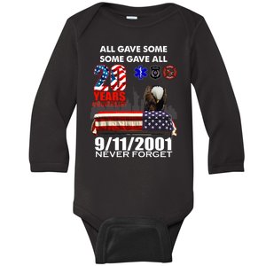 9/11/2001 20th Anniversary Never Forget Baby Long Sleeve Bodysuit