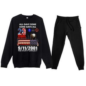 9/11/2001 20th Anniversary Never Forget Premium Crewneck Sweatsuit Set