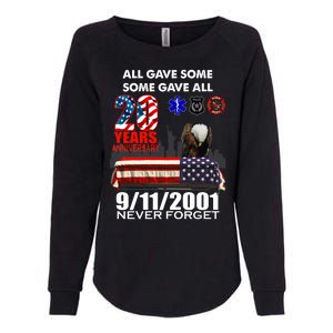 9/11/2001 20th Anniversary Never Forget Womens California Wash Sweatshirt