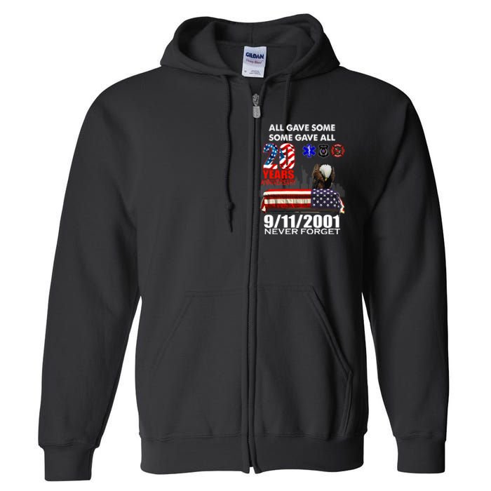 9/11/2001 20th Anniversary Never Forget Full Zip Hoodie