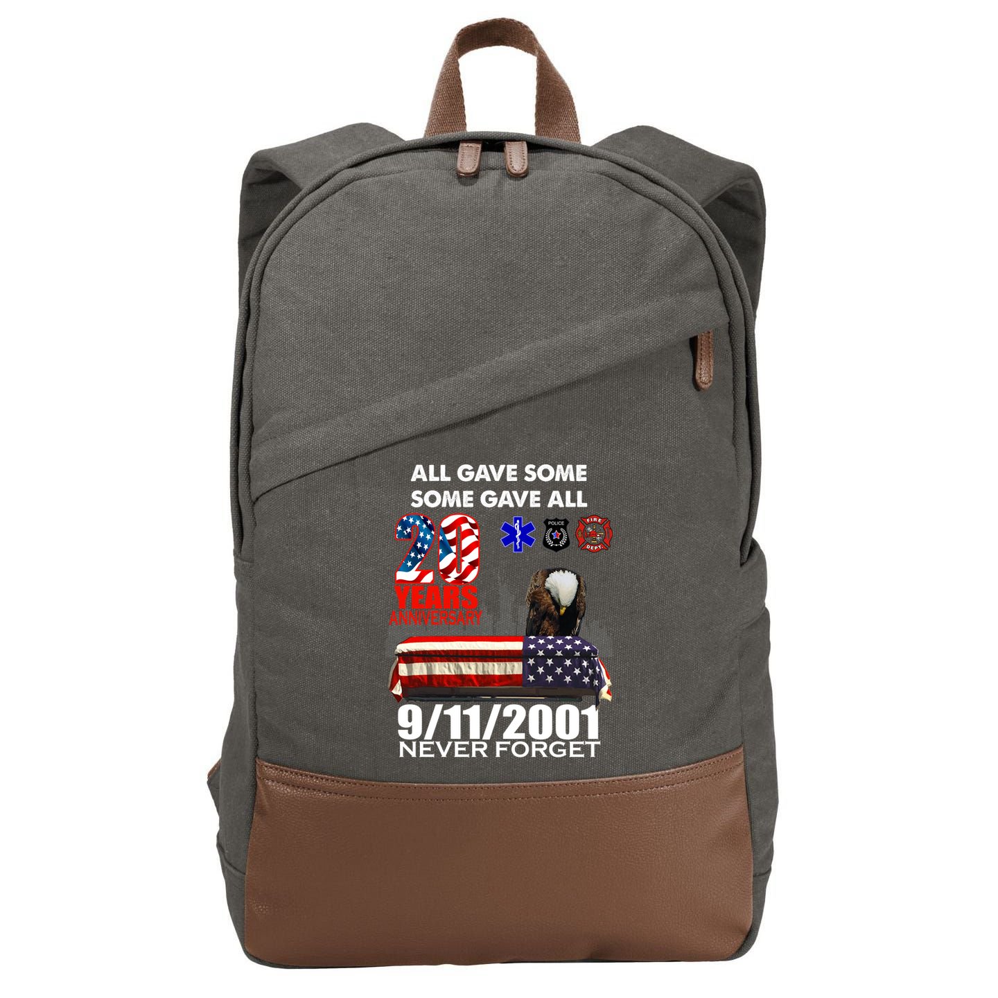 9/11/2001 20th Anniversary Never Forget Cotton Canvas Backpack
