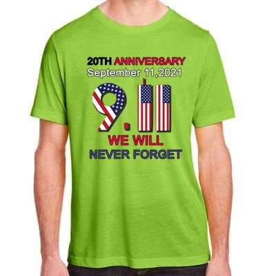 9/11 20th Anniversary We Will Never Forget Adult ChromaSoft Performance T-Shirt